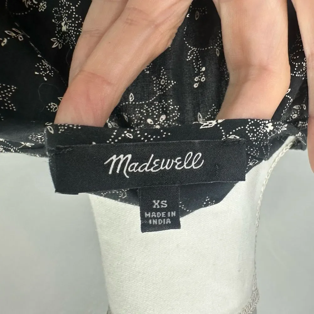 Madewell Black and White Puff Sleeve Top Size XS
